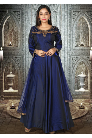 Designer Navy Blue Party Wear Gown