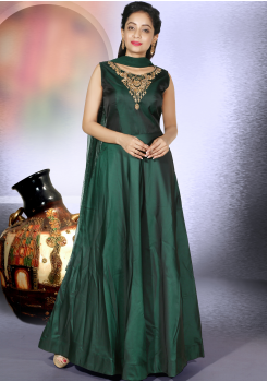 Designer Deep Green Color Party Wear Gown