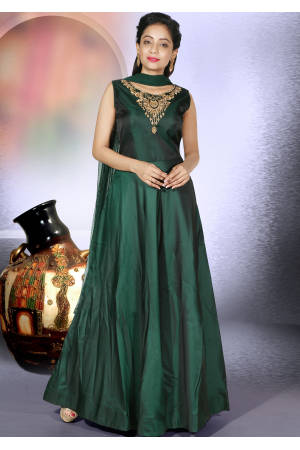 Designer Deep Green Color Party Wear Gown