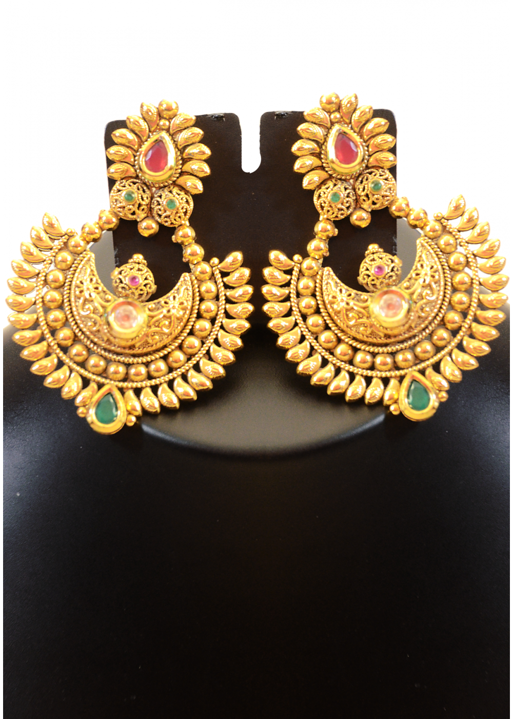 E0770 Temple Broad Earrings Ram Leela Ruby Beads Design Online Exclusive |  JewelSmart.in