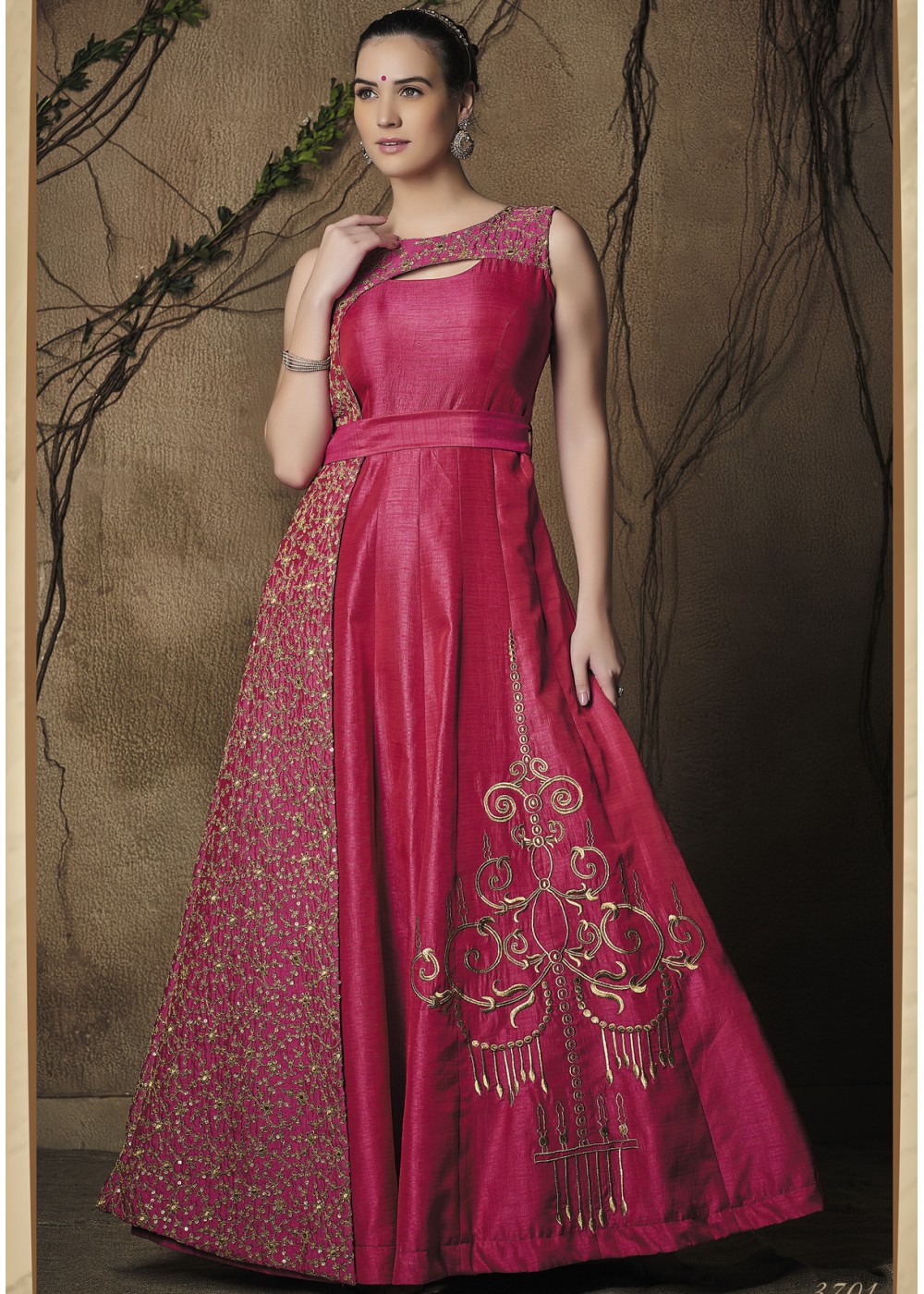 pink silk gown