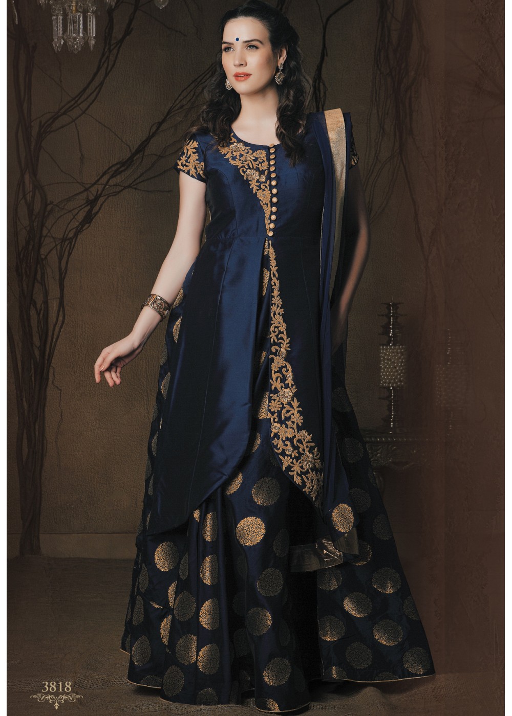 navy blue silk gown