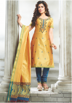 Yellow  With Blue Color Designer PLUS SIZE Salwar  Suit