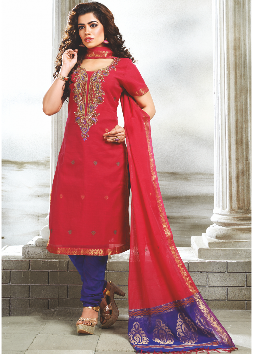 red colour party wear suit