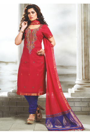 Red with Blue Color Designer Party Wear Suit