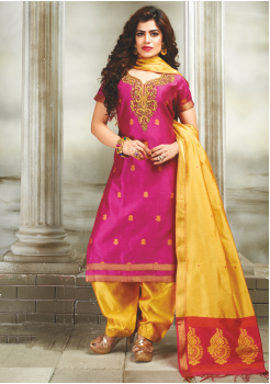 Pink with Yellow Color Designer Party Wear Suit
