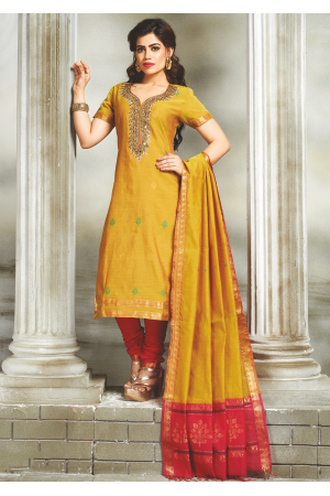 Yellow with Red Color Designer Party Wear Suit
