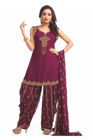 Purple color Designer Party Wear Suit