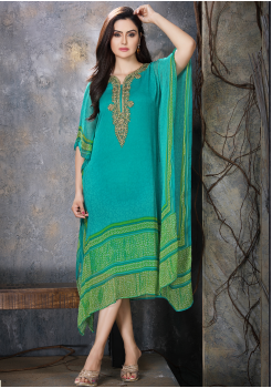 Rama Green Designer Chiffon Kurti