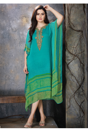 Rama Green Designer Chiffon Kurti