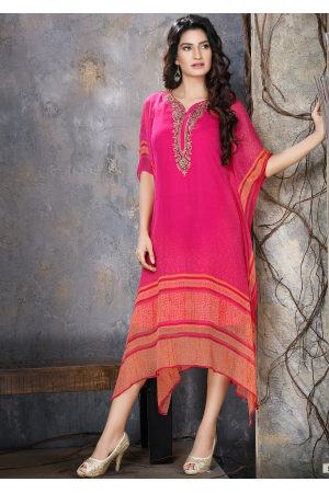 Pink Designer Chiffon Kurti