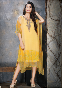 Light Yellow Designer Chiffon Kurti