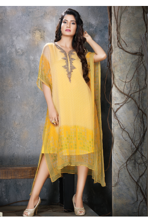 Light Yellow Designer Chiffon Kurti