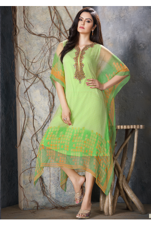 Green Designer Chiffon Kurti