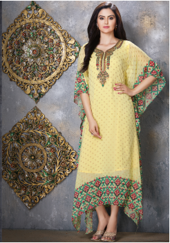 Yellow Designer Viscose Kurti