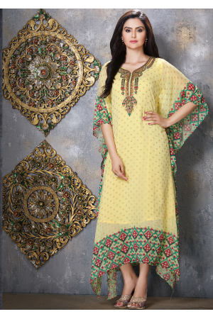 Yellow Designer Viscose Kurti