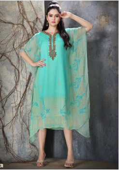 Sky Blue Designer Chiffon Kurti