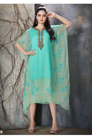 Sky Blue Designer Chiffon Kurti