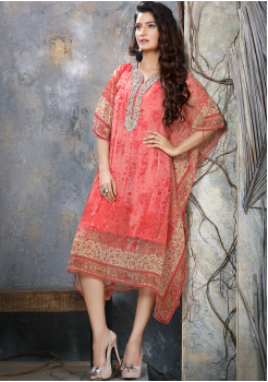 Red Designer Chiffon Kurti