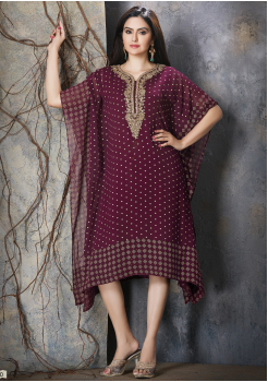 Wine Red Designer Viscose Kurti