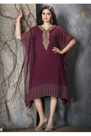 Wine Red Designer Viscose Kurti