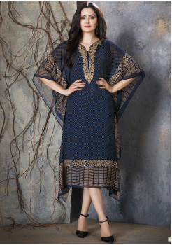 Indigo Blue Color Designer Viscose Kurti