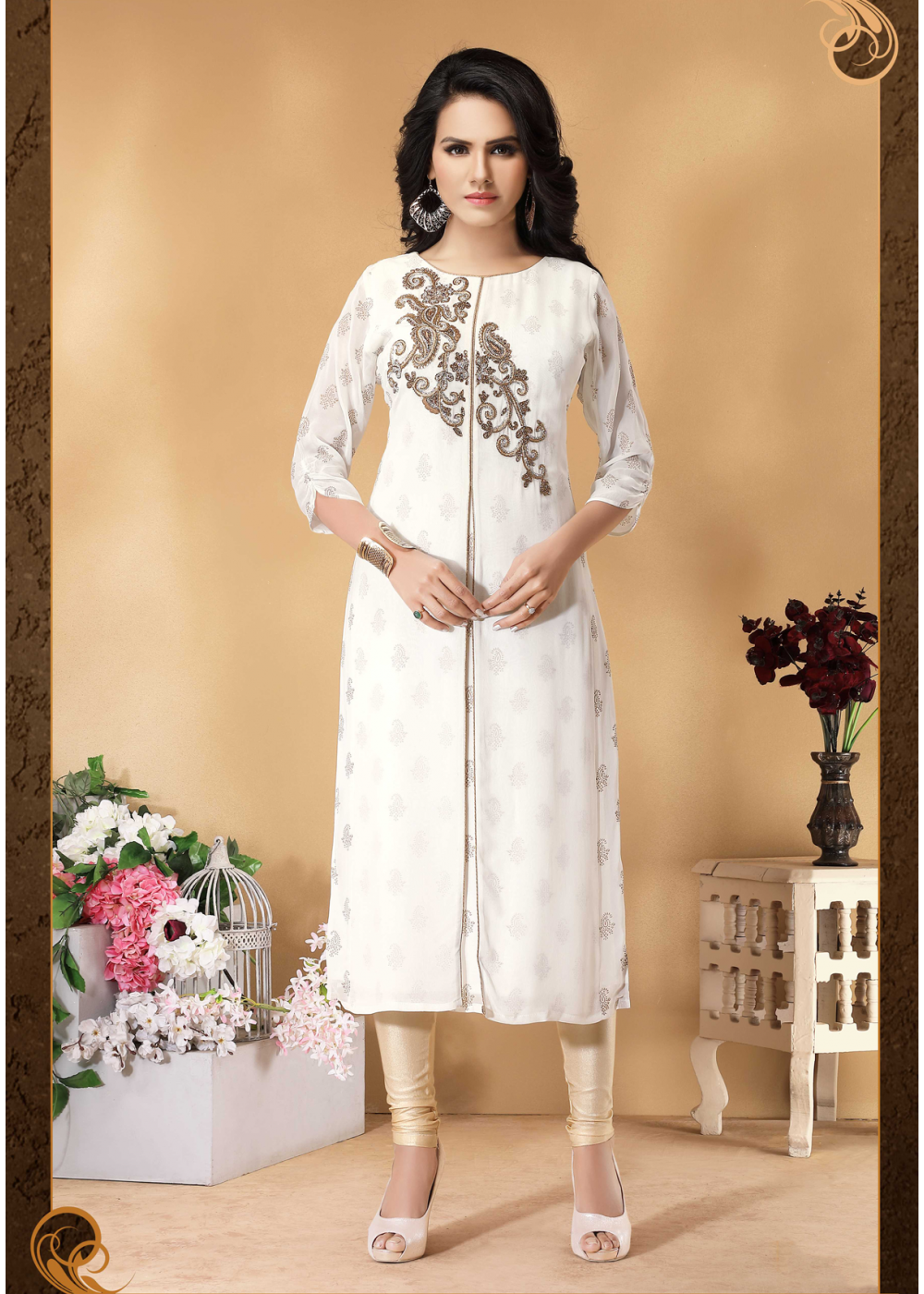 Party wear Georgette Kurti with dupatta MHK308 | Miracle Boutique