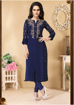 Navy Blue Designer Georgette Kurti