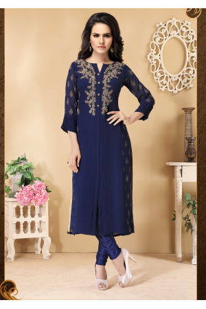 Navy Blue Designer Georgette Kurti