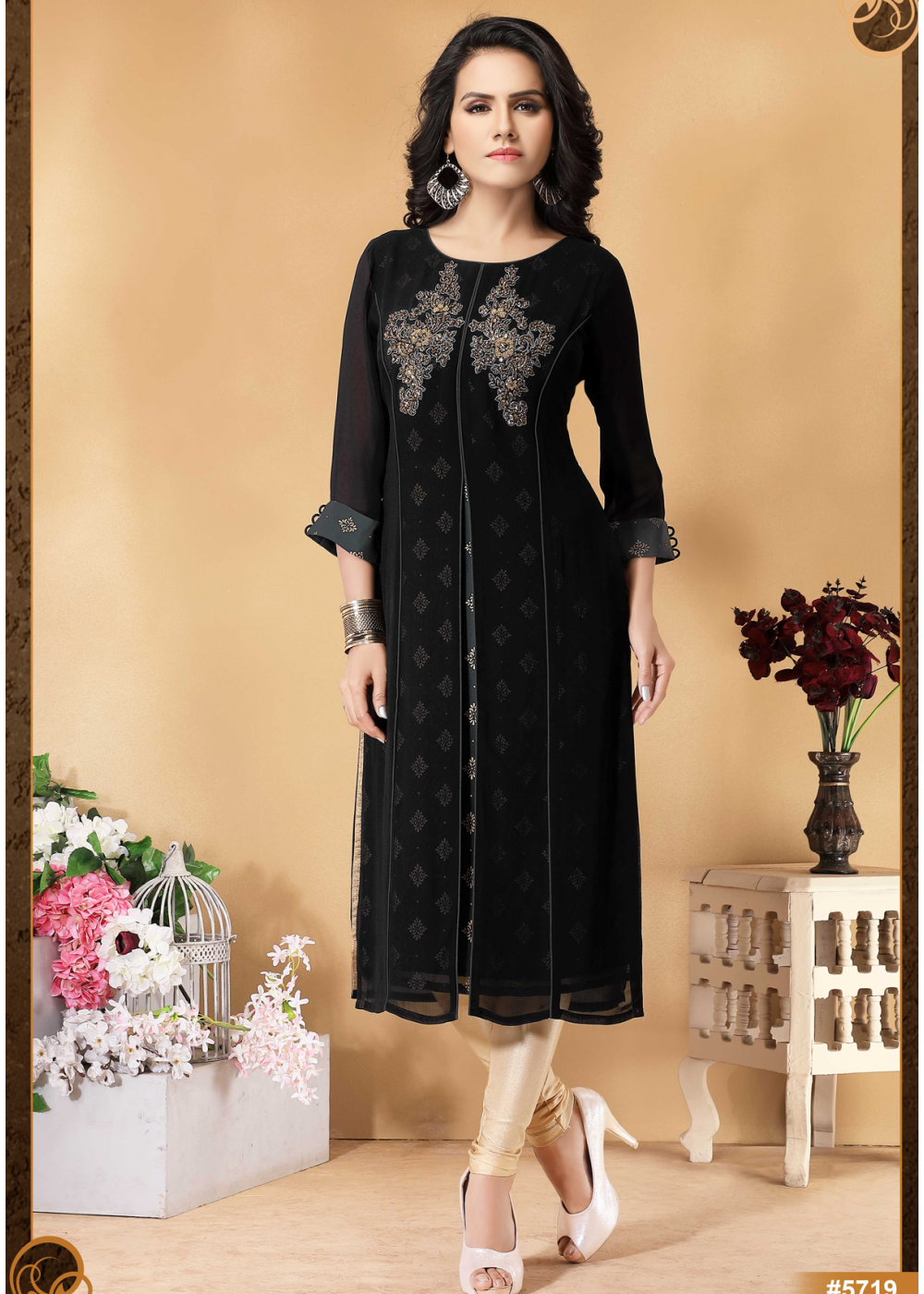 Georgette Kurti Embroidered Georgette Kurti Designer Kurtis