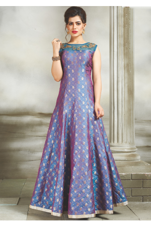 Blue Color Party Wear Designer Gown 