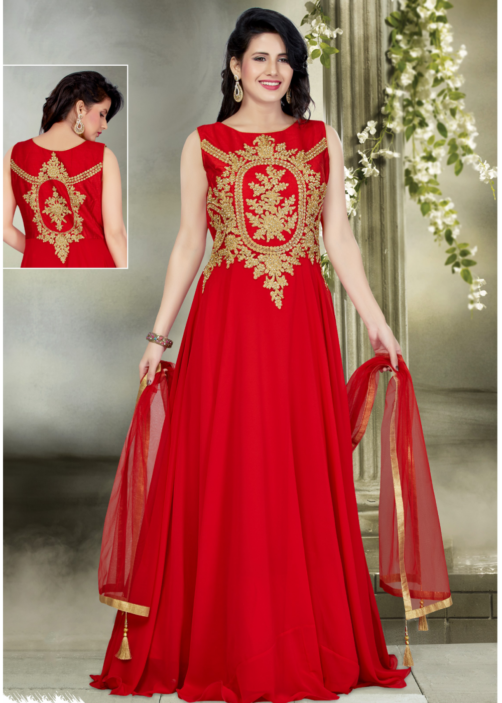 Buy Myra Pista Real Georgette Designer Gown Style Suit Online at Best Price  | Distacart