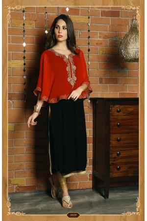 BLACK AND RED COLOR DESIGNER KURTI