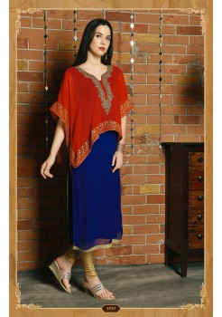 BLUE AND PINKISH RED COLOR DESIGNER KURTI