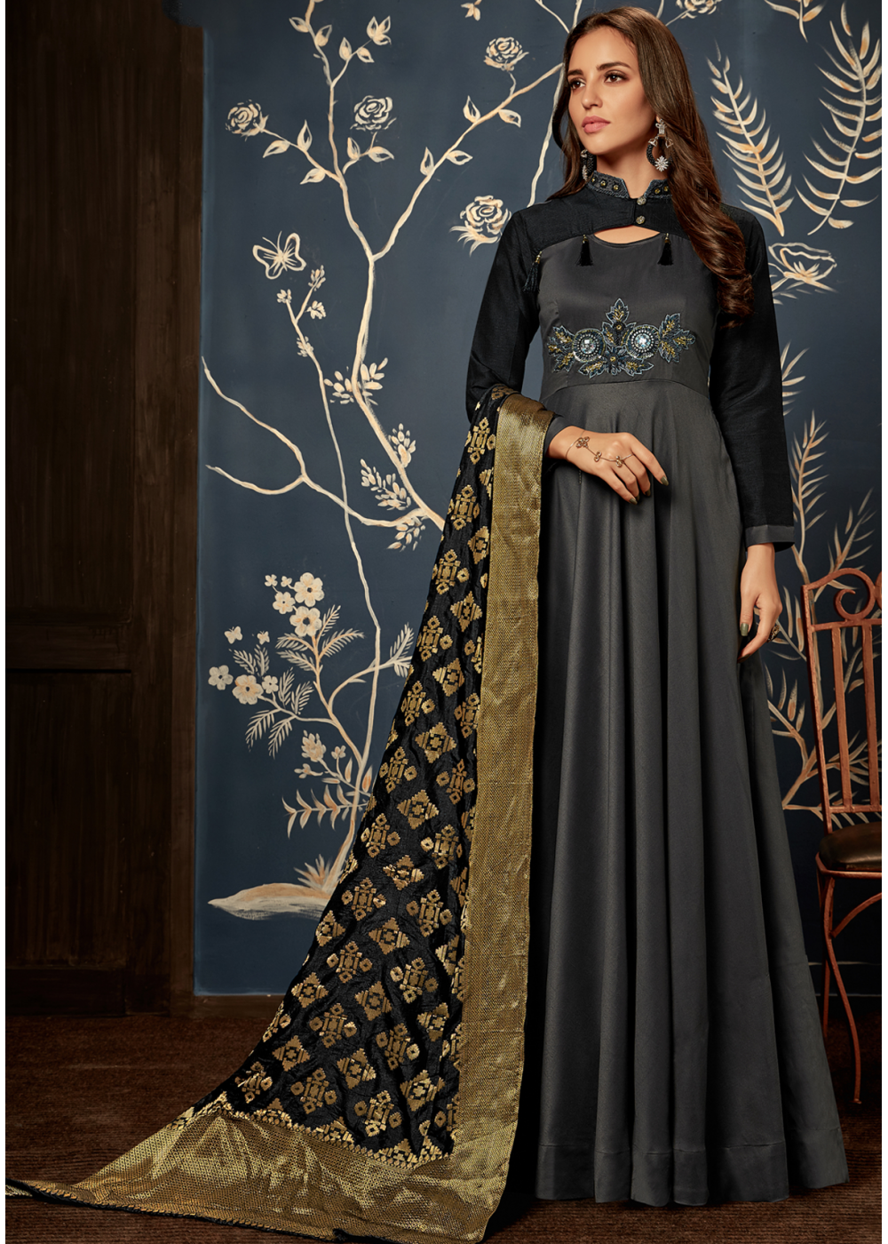 Buy Black Party Wear Indian Gowns Online for Women in USA