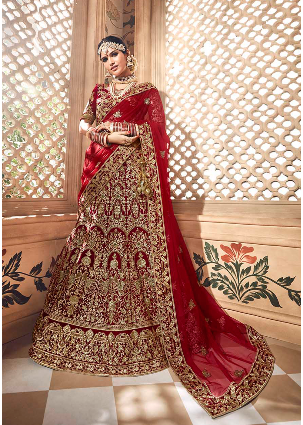 designer velvet lehenga