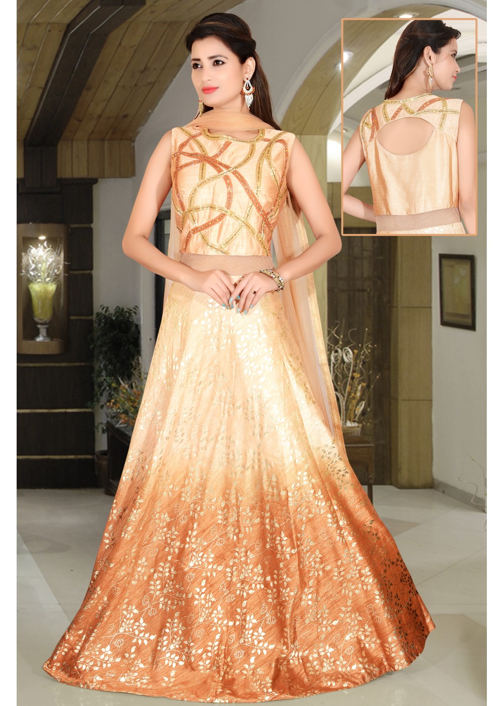 Peach Cinderella Divine CD2635 Long Jewel Embellished Formal Prom Gown for  $158.99 – The Dress Outlet