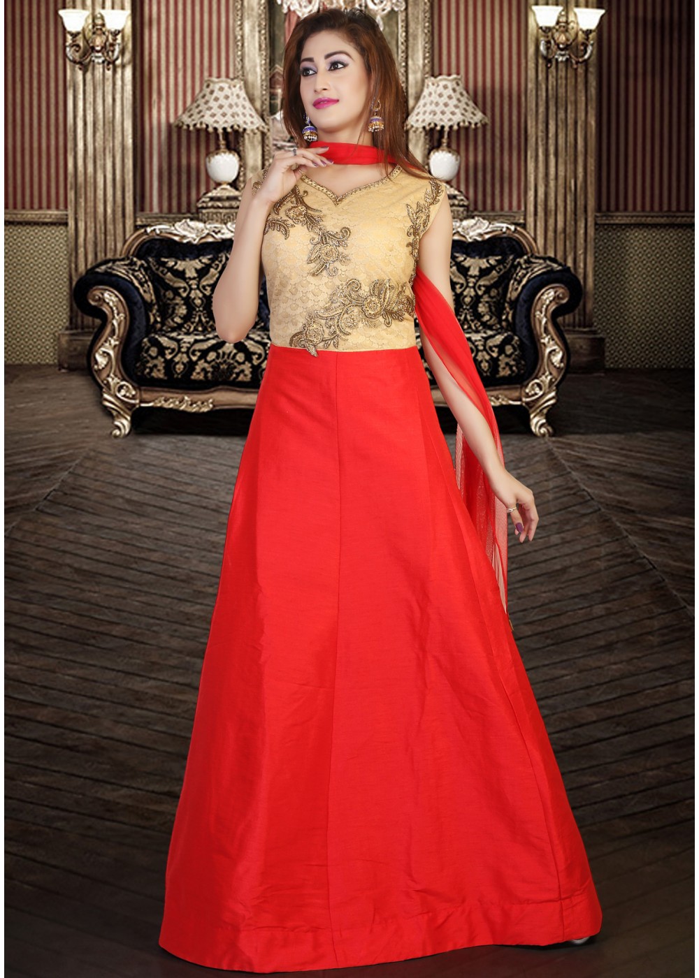 gold color party dress