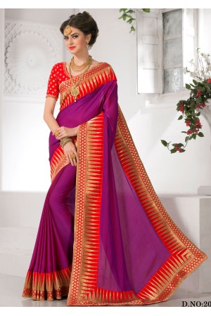 DARK MAGENTA ART SILK SAREE 