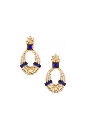 Blue stones earring studded with pearls and stones