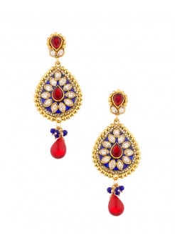 Blue and red dangler earrings 