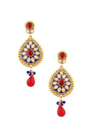 Blue and red dangler earrings 