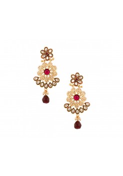 Maroon pearls studded earrings