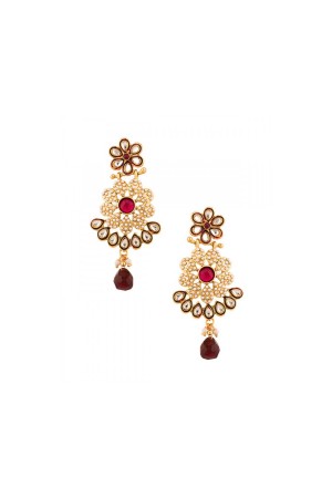 Maroon pearls studded earrings