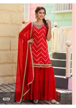 Designer Red Color Sharara