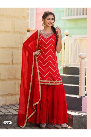 Designer Red Color Sharara