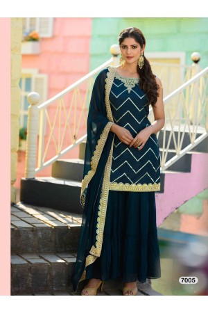 Designer Dark Bluish Navy Sharara