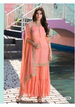 Designer Peach Color Sharara