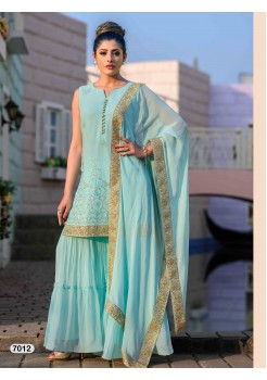 Designer Light Blue Sharara