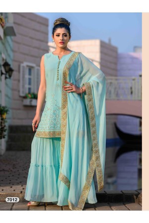 Designer Light Blue Sharara